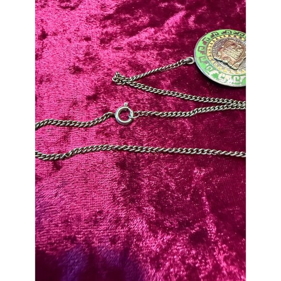 Vintage Peruvian Sterling Silver Inca & Sun Coin Necklace Siged - Picture 7 of 7